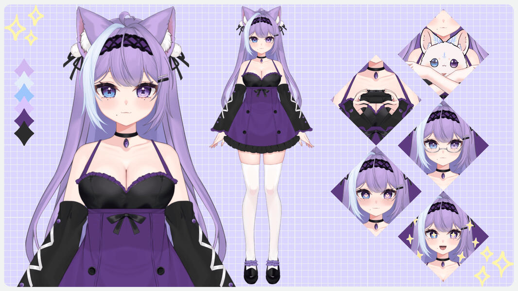 My reference sheet of my premade model by @ChibaMio